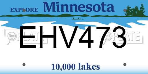 EHV473 Minnesota License Plate