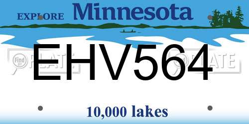 EHV564 Minnesota License Plate