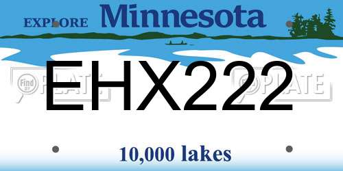 EHX222 Minnesota License Plate