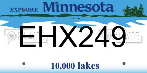 EHX249 Minnesota License Plate