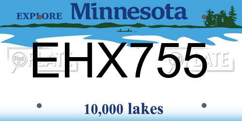 EHX755 Minnesota License Plate