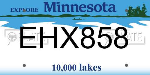 EHX858 Minnesota License Plate