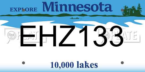 EHZ133 Minnesota License Plate