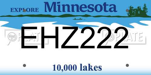 EHZ222 Minnesota License Plate