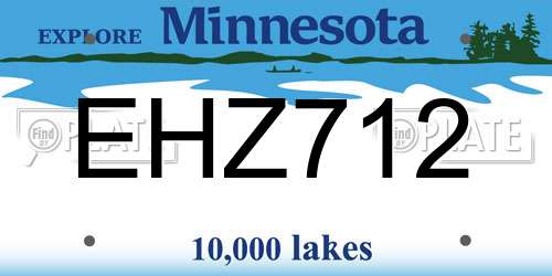 EHZ712 Minnesota License Plate