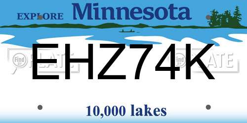 EHZ74K Minnesota License Plate