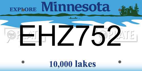 EHZ752 Minnesota License Plate