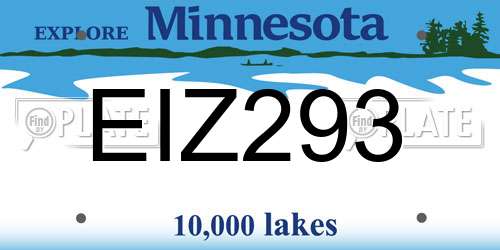 EIZ293 Minnesota License Plate