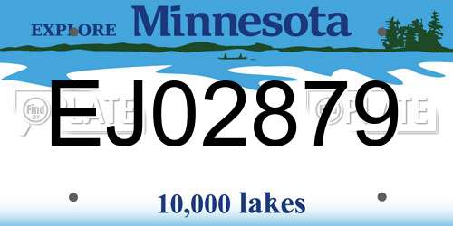 EJ02879 Minnesota License Plate