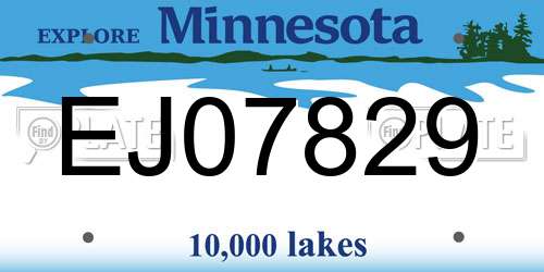 EJ07829 Minnesota License Plate