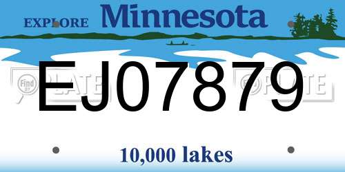 EJ07879 Minnesota License Plate