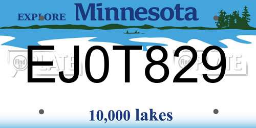 EJ0T829 Minnesota License Plate