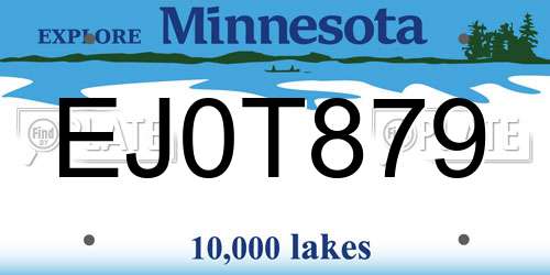 EJ0T879 Minnesota License Plate