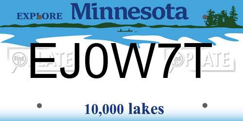 EJ0W7T Minnesota License Plate