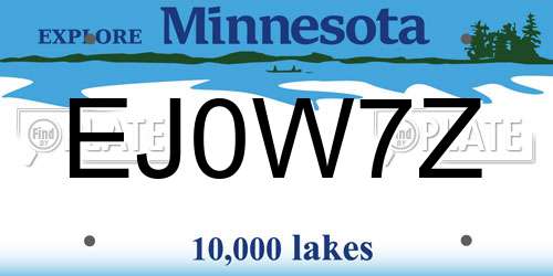 EJ0W7Z Minnesota License Plate