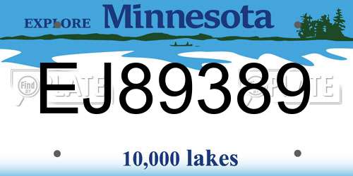 EJ89389 Minnesota License Plate