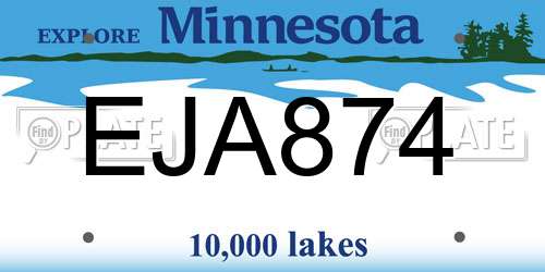 EJA874 Minnesota License Plate