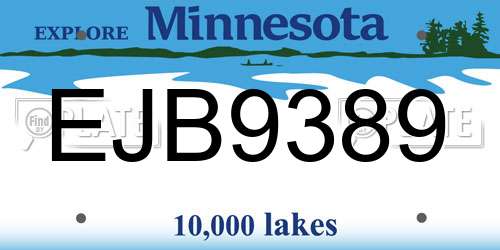 EJB9389 Minnesota License Plate