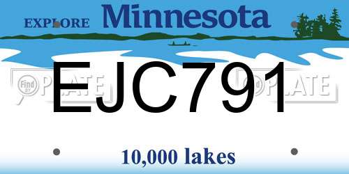 EJC791 Minnesota License Plate