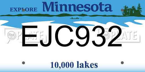 EJC932 Minnesota License Plate