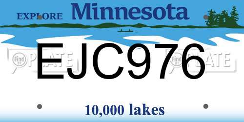 EJC976 Minnesota License Plate
