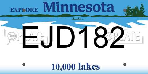 EJD182 Minnesota License Plate