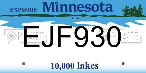 EJF930 Minnesota License Plate