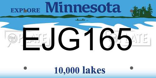 EJG165 Minnesota License Plate