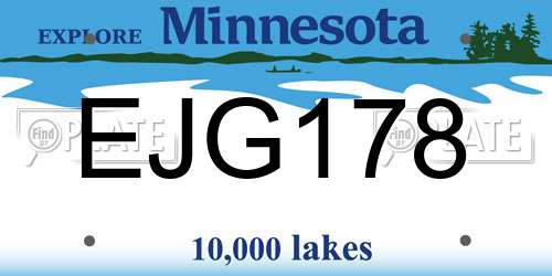 EJG178 Minnesota License Plate
