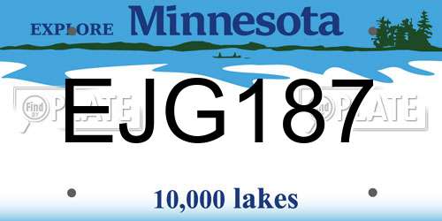 EJG187 Minnesota License Plate