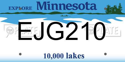 EJG210 Minnesota License Plate