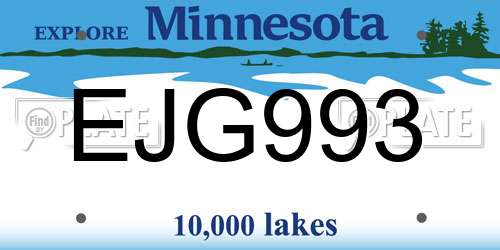 EJG993 Minnesota License Plate