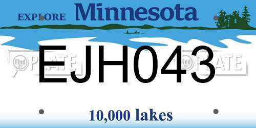 EJH043 Minnesota License Plate