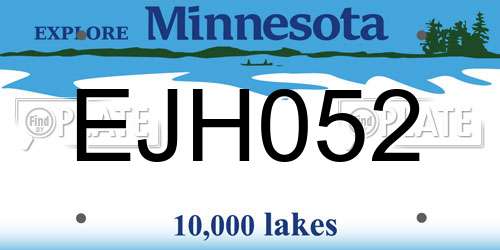 EJH052 Minnesota License Plate