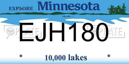 EJH180 Minnesota License Plate