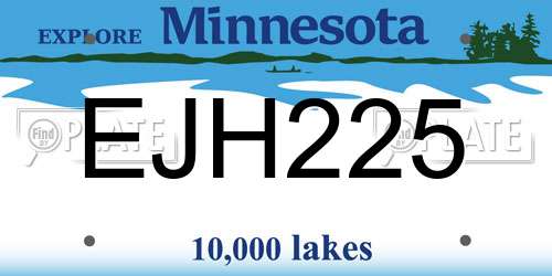 EJH225 Minnesota License Plate