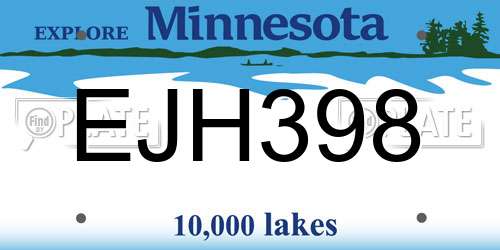 EJH398 Minnesota License Plate