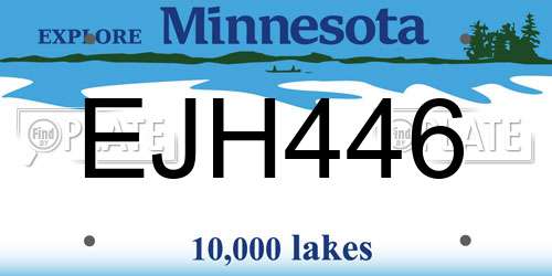 EJH446 Minnesota License Plate