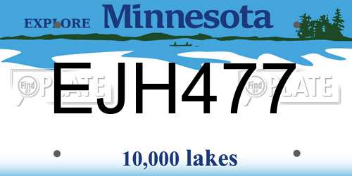 EJH477 Minnesota License Plate