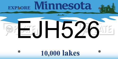EJH526 Minnesota License Plate