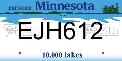 EJH612 Minnesota License Plate