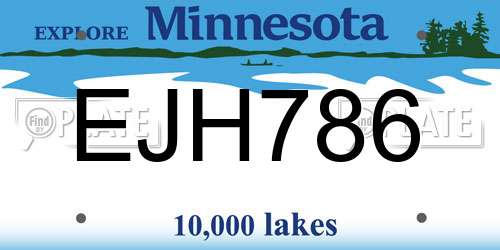 EJH786 Minnesota License Plate