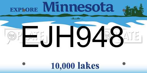 EJH948 Minnesota License Plate