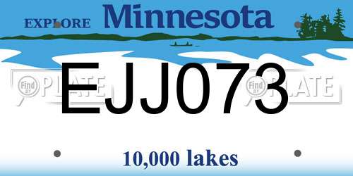 EJJ073 Minnesota License Plate