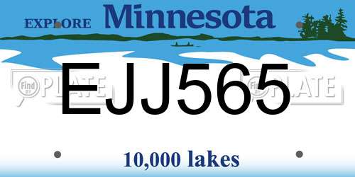 EJJ565 Minnesota License Plate