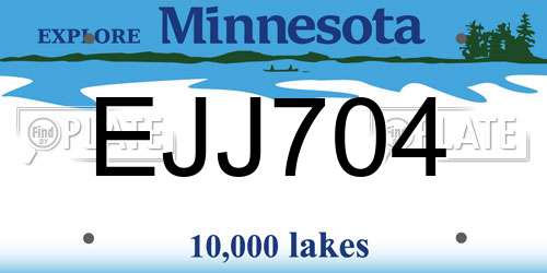 EJJ704 Minnesota License Plate