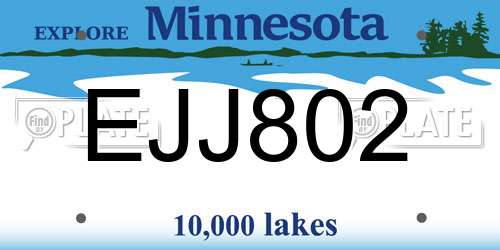 EJJ802 Minnesota License Plate