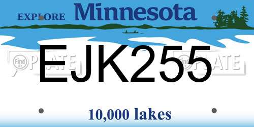 EJK255 Minnesota License Plate