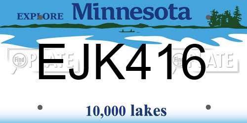EJK416 Minnesota License Plate