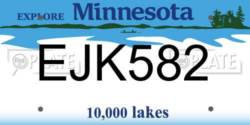 EJK582 Minnesota License Plate